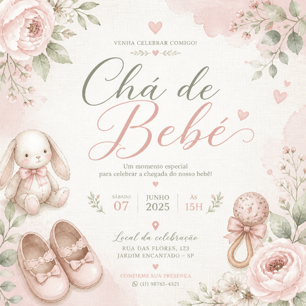 Template Floral — Batizado
